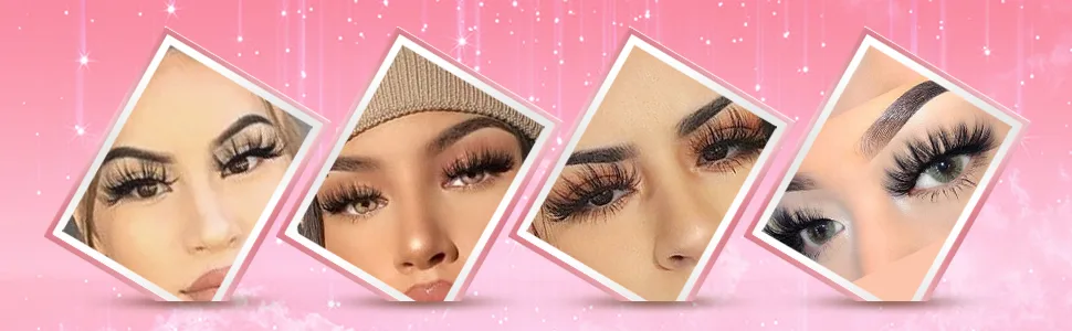 Mink Eyelashes 25mm Lashes Pack HeyAlice Fluffy 8 Pairs 4 Styles Mixed Eyelashes Long Strip Thick Volume Fake Lashes Mixed_4 Styles - product information 8