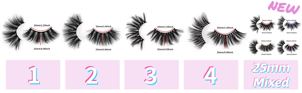Mink Eyelashes 25mm Lashes Pack HeyAlice Fluffy 8 Pairs 4 Styles Mixed Eyelashes Long Strip Thick Volume Fake Lashes Mixed_4 Styles - lashes