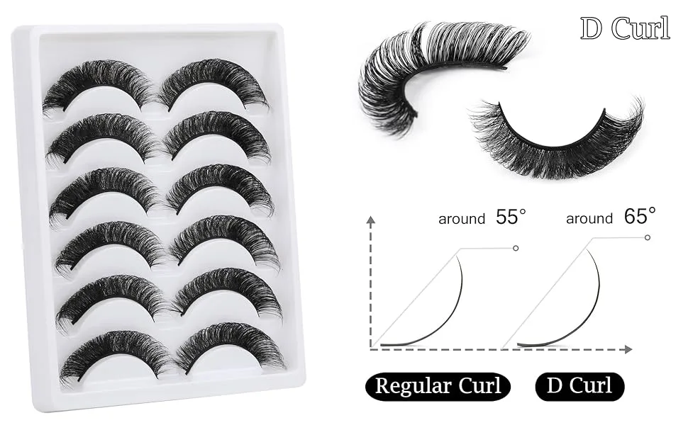 False Eyelashes Wispy Fuax Mink Lashes D Curl Fluffy Natural Lashes Human Silk Russian Strip Lashes Pack by Kiromiro 16mm Extension Strips - D curl natural false lashes