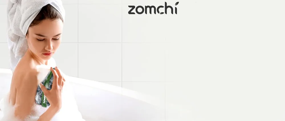 ZOMCHI 2 Pack Back Scrubber for Shower Towel Exfoliating Body Scrubber with Handles for Men & Women Deep Cleans Skin Massages - bathing accessories