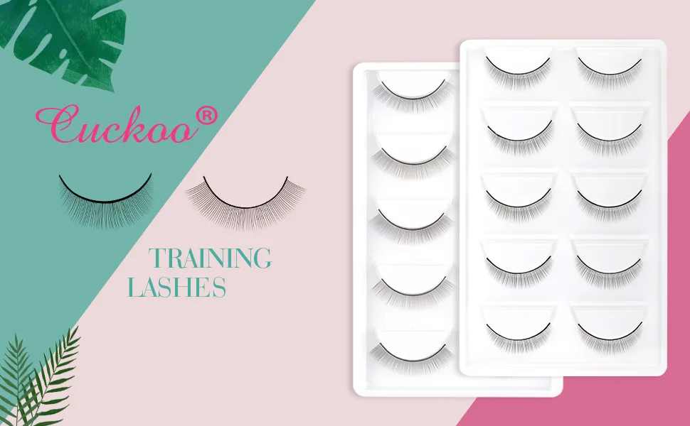 Cuckoo 40 Pairs Practice Lashes for Eyelash Extensions Training Eye Self-adhesive Lash Strips Mimic Natural Eyelash in 8 Pack Practice Eyelashes Practice Lashes-C - Practice Lashes
