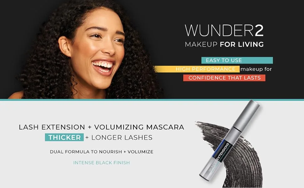 WUNDERBROW Makeup Lash Extension Volumizing Mascara Natural Look False Eyelashes Effect One size Black 1 Count - wunder2 wunderbrow mascara black lash extensions volume length waterproof eyelashes lengthening best