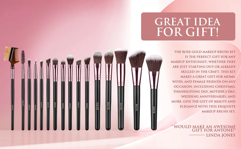 Makeup Brushes SOLVE Professional 16pcs Brushes Set with case face makeup brushes set foundation eyeshadow brush set travel make up brushes with wooden Handle Softy synthetic fiber( & ) - Makeup Brushes