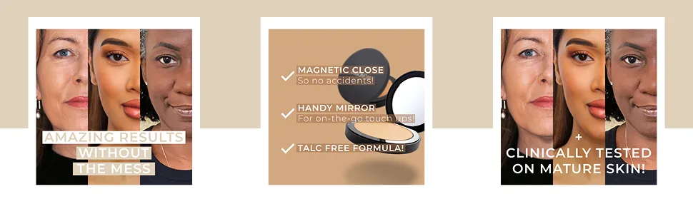 WUNDERBROW GO BEYOND FOUNDATION Makeup Pressed Powder Natural Cream Finish Light Medium 1 Count - setting powder, powder, powder brush, face powder, translucent powder, loose powder, bronzer powder
