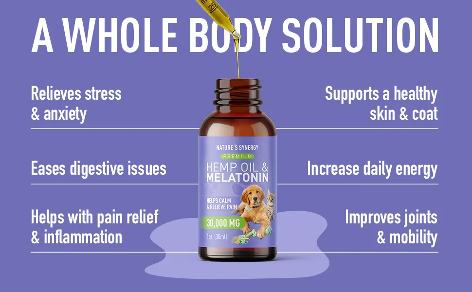 Nature's Synergy Melatonin and Hemp Oil 30.000 mg - 1 Oz - A whole body solution