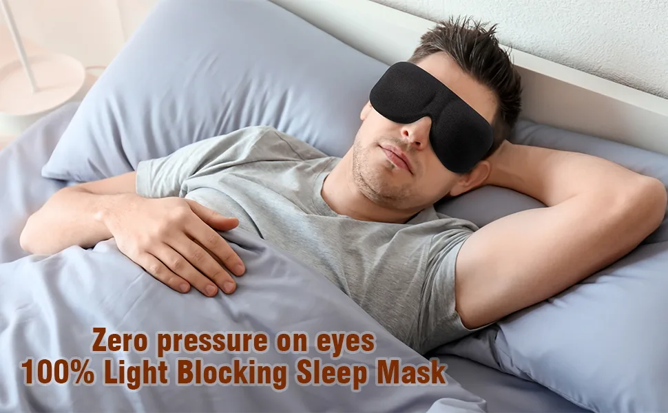 Eye Mask 2 Pack Eyeshade for Sleeping 3D Contoured Shape Lightweight & Comfortable Good Night Eye Masks for Women Men for Travel Nap Shift Work (Black & Blue) - 3D sleep mask