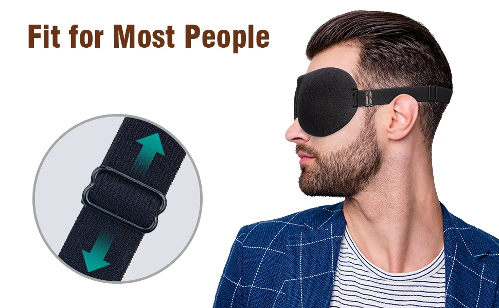 Eye Mask 2 Pack Eyeshade for Sleeping 3D Contoured Shape Lightweight & Comfortable Good Night Eye Masks for Women Men for Travel Nap Shift Work (Black & Blue) - sleep mask with adjustable buckle strap