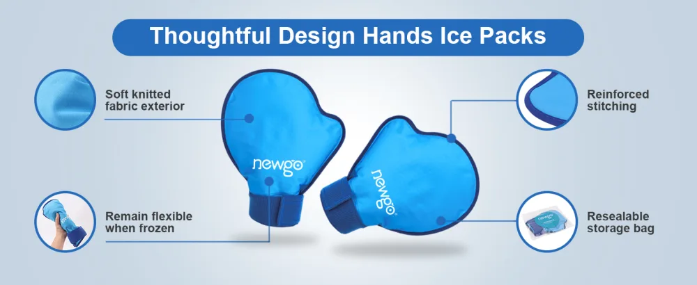NEWGO Hand Ice Pack Golves for Pain Relief 2 Pack Cold Gloves for Chemotherapy Neuropathy Reusable Ice Gloves for Hands Finger Injuries Arthritis Working Hands - cold pack