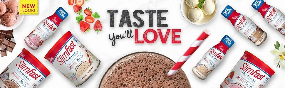 SlimFast Meal Replacement Shake Protein Drink for Meal Support Fan Favorites Variety Pack Original RTD 11 Fl. Oz Bottles 12 Count (Packaging May Vary) - taste