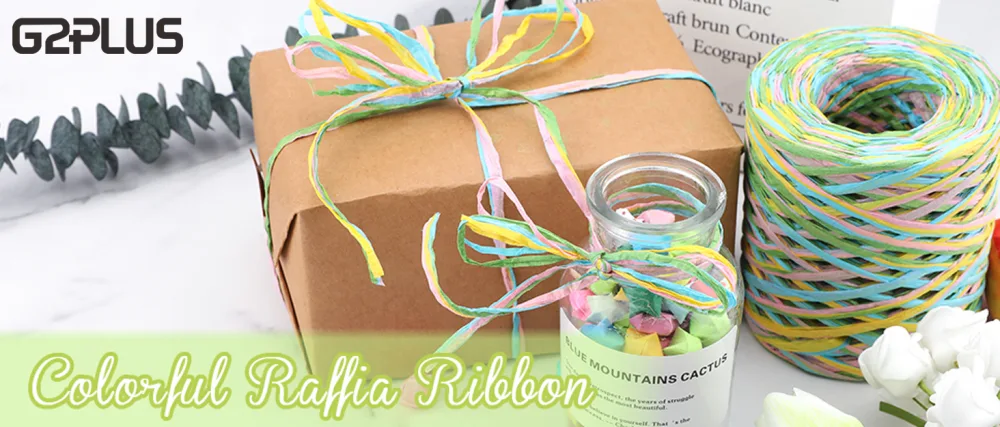 Colored 262 Feet Raffia Paper Ribbon 6 Colored Packing Paper String Perfect for Gift Wrapping and DIY Decoration (Pink) Multi-color2(262Feet) - Raffia Paper Ribbon