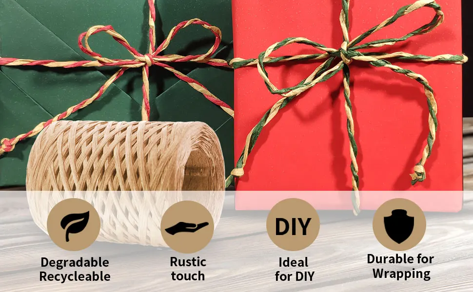Creatrill 218 Yards Raffia Paper Craft Ribbon Packing Paper Twine 1/4 Inch by 218 Yards (Kraft) - raffia ribbon
