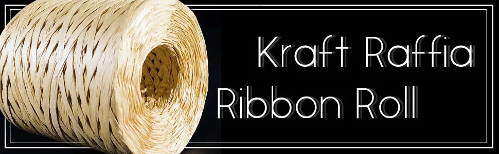 Creatrill 218 Yards Raffia Paper Craft Ribbon Packing Paper Twine 1/4 Inch by 218 Yards (Kraft) - ribbon for gift wrapping