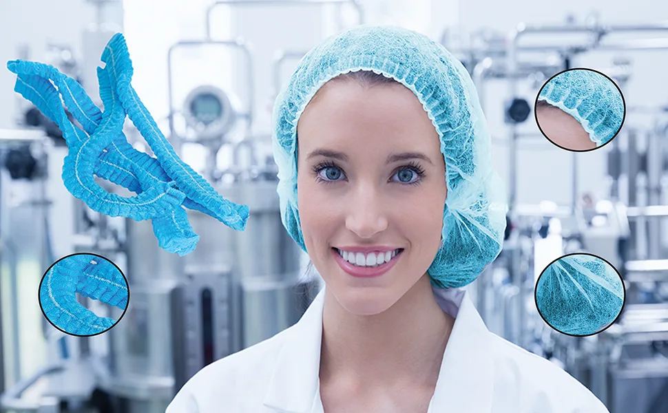 Disposable Bouffant Caps | 24 Inch | Blue | 100 Pack | Head Covers | Hair Nets - bouffant