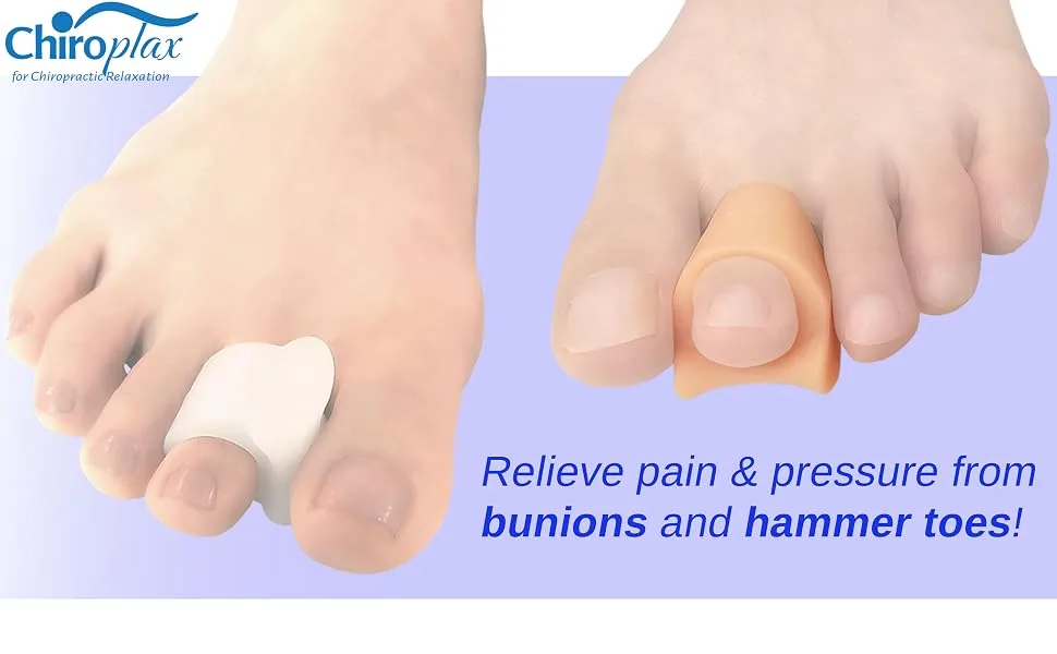 Chiroplax Gel Toe Spacers Separators Corrector Bunion Relief Overlapping Hammer Toe Straightener Spreader Hallux Valgus Splint 6 Pack (Size Regular Beige) Beige Regular - Chiroplax toe separators spacers bunions hammer toes