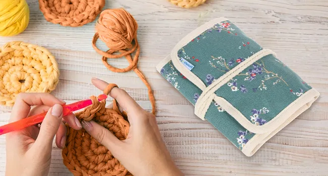 Teamoy Crochet Hook Case Roll Bag Holder Organizer for Various Crochet Needles and Knitting Accessories Compact and All-in-Place Bohemian Crochet Hook Case Bohemian - Crochet Hook Case