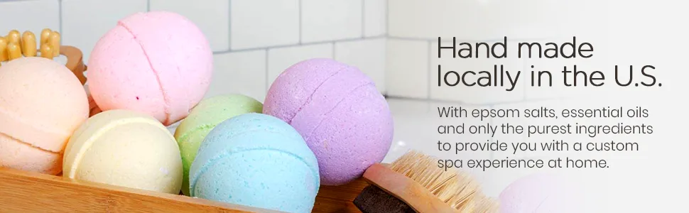 SpaRoom Epsom Salt & Essential Oil Assorted Bath Bombs - 5 oz. - Made in The U.S. (Assorted 6 Pack) Assorted 5 Ounce (Pack of 6) - Hand made locally in the U.S