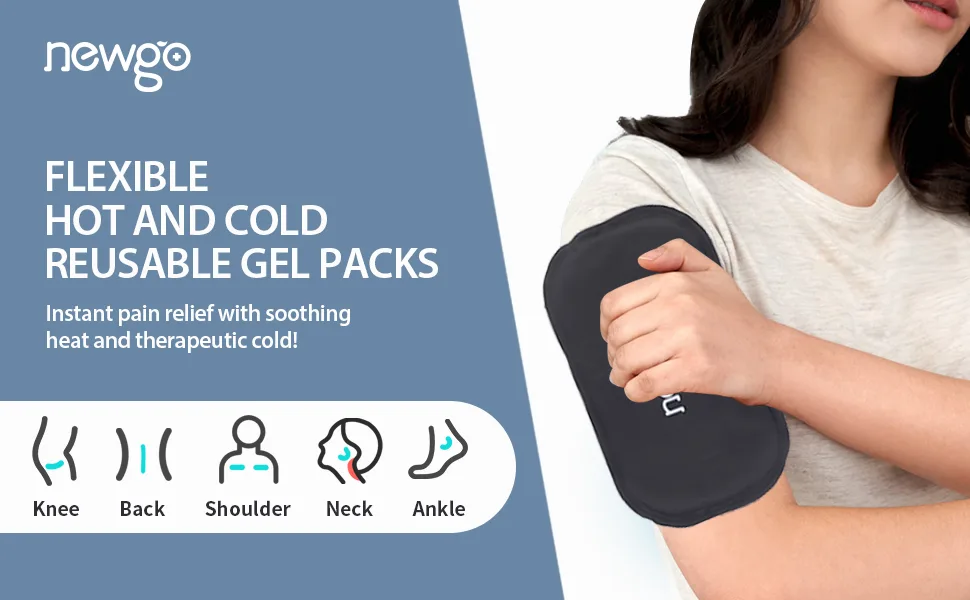 NEWGO Ice Packs for Injuries Hot Cold Therapy Gel Cold Pack Pain Relief for Shoulder Neck Hip Elbow Knee - 11.81 x 7.08 - ice pack
