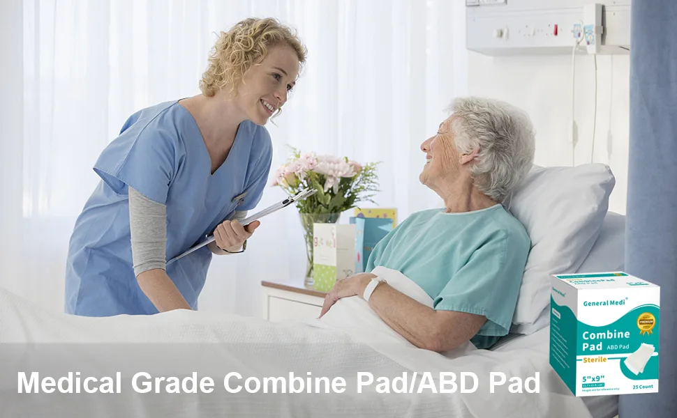 Sterile Abdominal (ABD) Combine Pads - 25 Count 5 x 9 Individually Wrapped Abdominal Pads First Aid Pads - Absorbent & Thick - product information 6