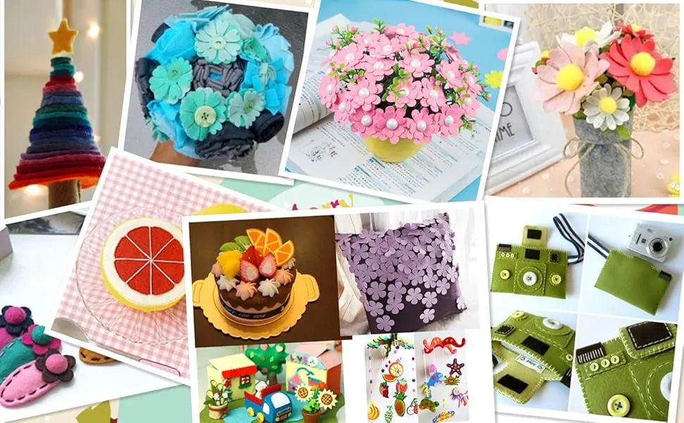 Felt Fabric Misscrafts 28pcs 12 x 8 (30cm x 20cm) 1.4mm Thick Soft Felt Nonwoven Fabric Sheet Pack DIY Craft Patchwork Sewing Square Assorted Colors with Thread Bag 20cm x 30cm - felt sheets