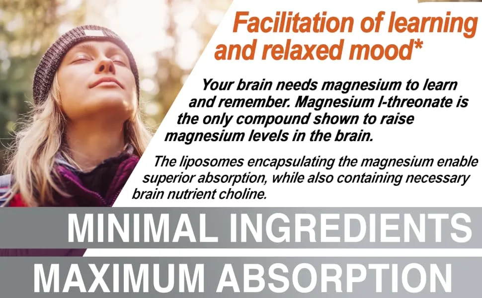 Lypo-Spheric Magnesium L-Threonate 30 Packets 77 mg Magnesium Per Packet Liposome Encapsulated for Maximum Bioavailability Professionally Formulated & 100% Non-GMO - product information 6