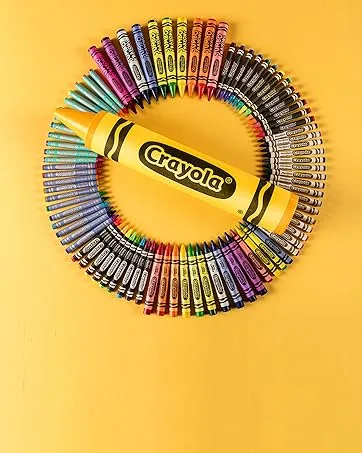 Crayola Crayon Classpack 800 Count Bulk School Supplies For Teachers Large Crayon Box 8 Colors - Giant yellow crayola crayon laying on top of a circle of smaller crayola crayons