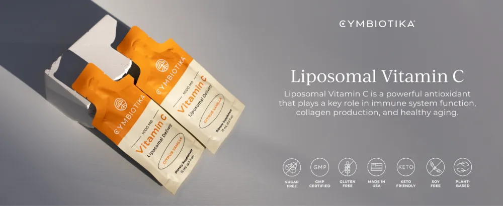 CYMBIOTIKA Liposomal Vitamin C Individual Packets Supplement for Immune Support Collagen Boost & Healthy Aging Skin Hydration Packets Citrus Vanilla Flavor 30 Pack - Cymbiotika Vitamin C