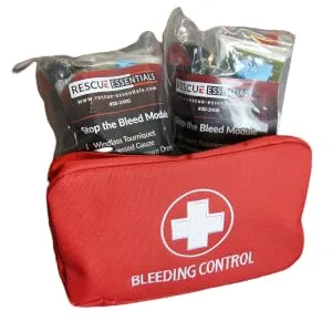 Stop The Bleed Dual Kit - Public Access for Bleeding Control IFAK Sized to Fit in an AED Cabinet Red Case with Two Complete Modules from The Rescue Essentials Brand - Stop the bleed dual kit
