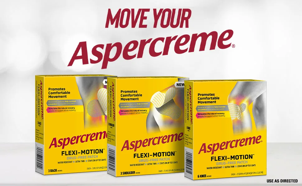 Aspercreme Flexi-Motion Drug-Free Patch for Back 3-Count Promotes Comfortable Movement - Braces and wraps for recovery after injury, surgery or muscle soreness