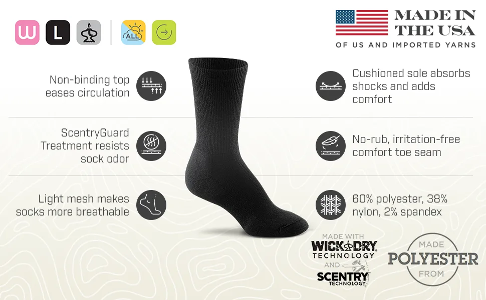Fox River Her Diabetic Crew Socks (1 Pair Pack) 16 Black - 4250_4