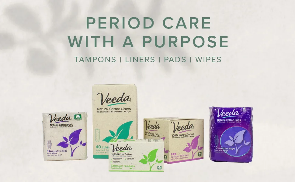 Veeda 100% Natural Cotton Applicator Free Regular Tampons Unscented 32 Count 32 Count (Pack of 1) - healthy tampons, pads, liners