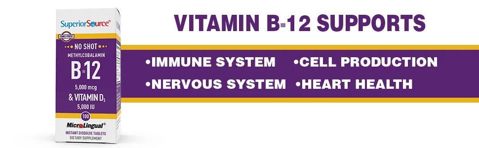 Superior Source Methyl B12 and Vitamin D3 5000 IU Multivitamins 5000 mcg 100 Count - methelated mthyl naturewise vegan jarrows chewable methy vitamine complejo meth vitamen metil mrthyl