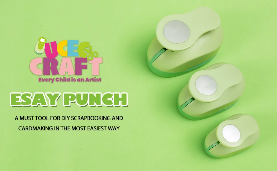 UCEC Circle Punch 3 Pcs Circle Hole Punch Paper Punches for Crafting 3/8+5/8+1Inch Circle Cutter for Paper Crafts circle Medium-3pack - circle edge paper punch