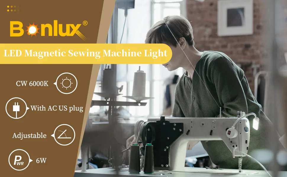 Bonlux Sewing Machine Light 30 LEDs Flexible Gooseneck Work Light with Magnetic Mounting Base 6W Portable Work Lamp for Workbench Lathe Drill Presses (2-Pack) 6W Grey x 2 - LED Sewing Machine Light