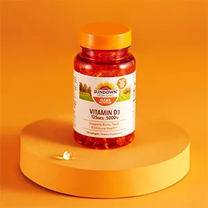 Sundown Vitamin D3 5000 IU Softgels Supports Bone Teeth and Immune Health 150 Count - image
