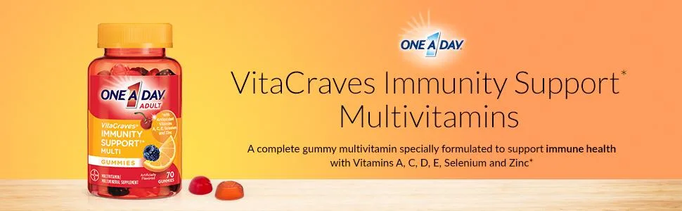 One A Day VitaCraves Immunity Support Multivitamin Gummies* Supplement with Vitamins A Vitamin C Vitamin D B6 B12 Zinc & more 70 Count - product information 1