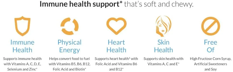 One A Day VitaCraves Immunity Support Multivitamin Gummies* Supplement with Vitamins A Vitamin C Vitamin D B6 B12 Zinc & more 70 Count - product information 5