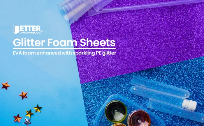 36 Pack Glitter Foam Sheets 9 x 12 Inch by Better Office Products Assorted 12 Colors for Arts and Crafts 36 Sheets - Glitter foam sheets