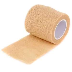 Ever Ready First Aid Self Adherent Cohesive Wrap Bandages 2 x 5 Yards for First Aid Sprains Swelling Sports Pets Tan Color 12 Count - unrolled