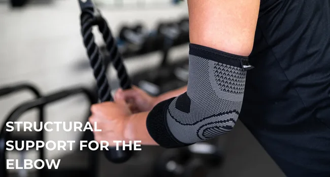 Bodyprox Elbow Brace with Strap for Tendonitis 2 Pack Tennis Elbow Compression Sleeves Golf Elbow Treatment Medium (Pack of 2) - Woman doing a cable pull down