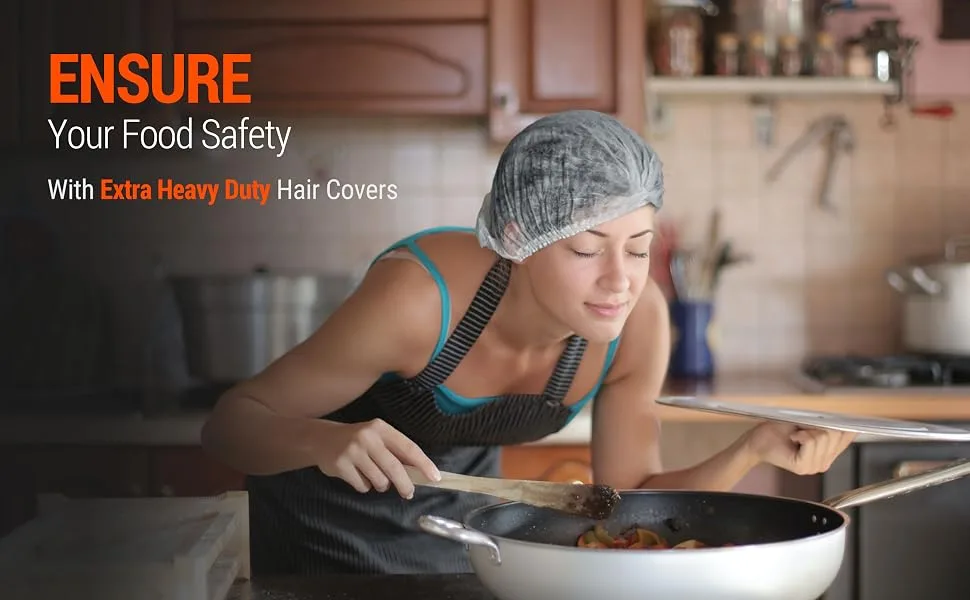 2X Heavy Duty Hair Nets Food Service 100 Pack 21 Disposable Bouffant Caps Hair Nets for Women Work Cooking 100 Count - S602- -1-2-3