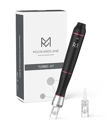 Derma Roller Beard Hair Real Needle Microneedling Roller MOOKARDILANE 192 Stainless Steel for Face Body with Storage Case 1.50 - black