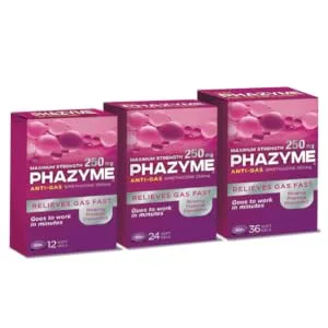Phazyme Maximum Strength Gas & Bloating Relief Works in Minutes 36 Fast Gels (Pack of 1) 36.0 Servings (Pack of 1) - Maximum Strength 250mg