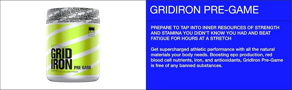 MMUSA Gridiron Pre-Game Diet Supplement Powder Strawberry 800 Gram (Pack of 1) - soccer supplement gel, energy source, energy hydration electrolyte drink, football support