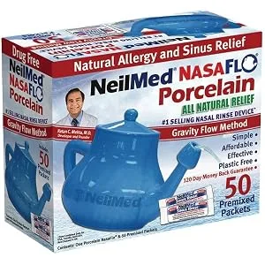 NeilMed Nasaflo Porcelain Neti Pot 50 Count (packaging may vary) 50 Count (Pack of 1) - product information 1