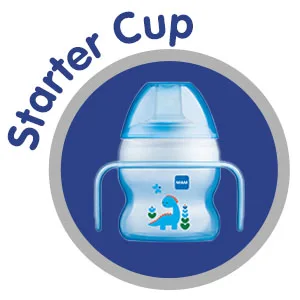 MAM Plastic Trainer Cup (1 Count) Trainer Drinking Cup with Extra-Soft Spout Spill-Free Nipple and Non-Slip Handles for Boys 4+ Months Eight Ounces Designs May Vary Blue - baby cup with straw stainless steel sippy cup sippy cup with straw for baby sippy cup with straw