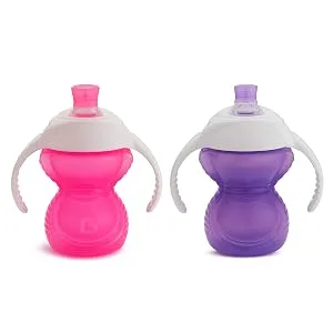 Munchkin Click Lock Bite Proof Trainer Cup 7 Ounce 2 Pack Pink/Purple - click lock cups toddler munchkin straw