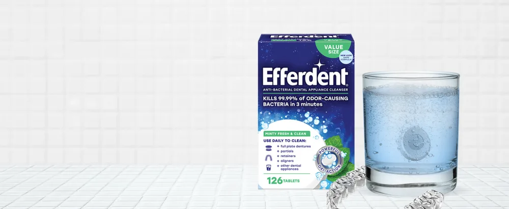 Efferdent Retainer & Denture Cleaner Tablets Coffee & Tea 126 Count - Efferdent Minty Fresh & Clean tablets clean while giving them a minty fresh flavor