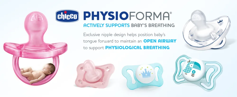 Chicco PhysioForma 100% Soft Silicone One Piece Pacifier for Babies 0-6m Clear Orthodontic Nipple BPA-Free 2-count in Sterilizing Case 0 - 6 months Clear Two Pack - bottom banner