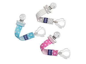 Chicco PhysioForma Silicone Mini Glow in The Dark Pacifier in Clear for Babies 2-6m Orthodontic Nipple BPA-Free 2-Count in Sterilizing Case - paci clips