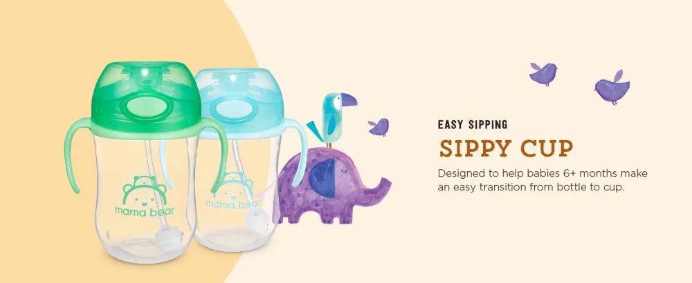 Amazon Brand - Mama Bear Weighted Straw Sippy Cup Pack of 2 Blue/Green - product information 2
